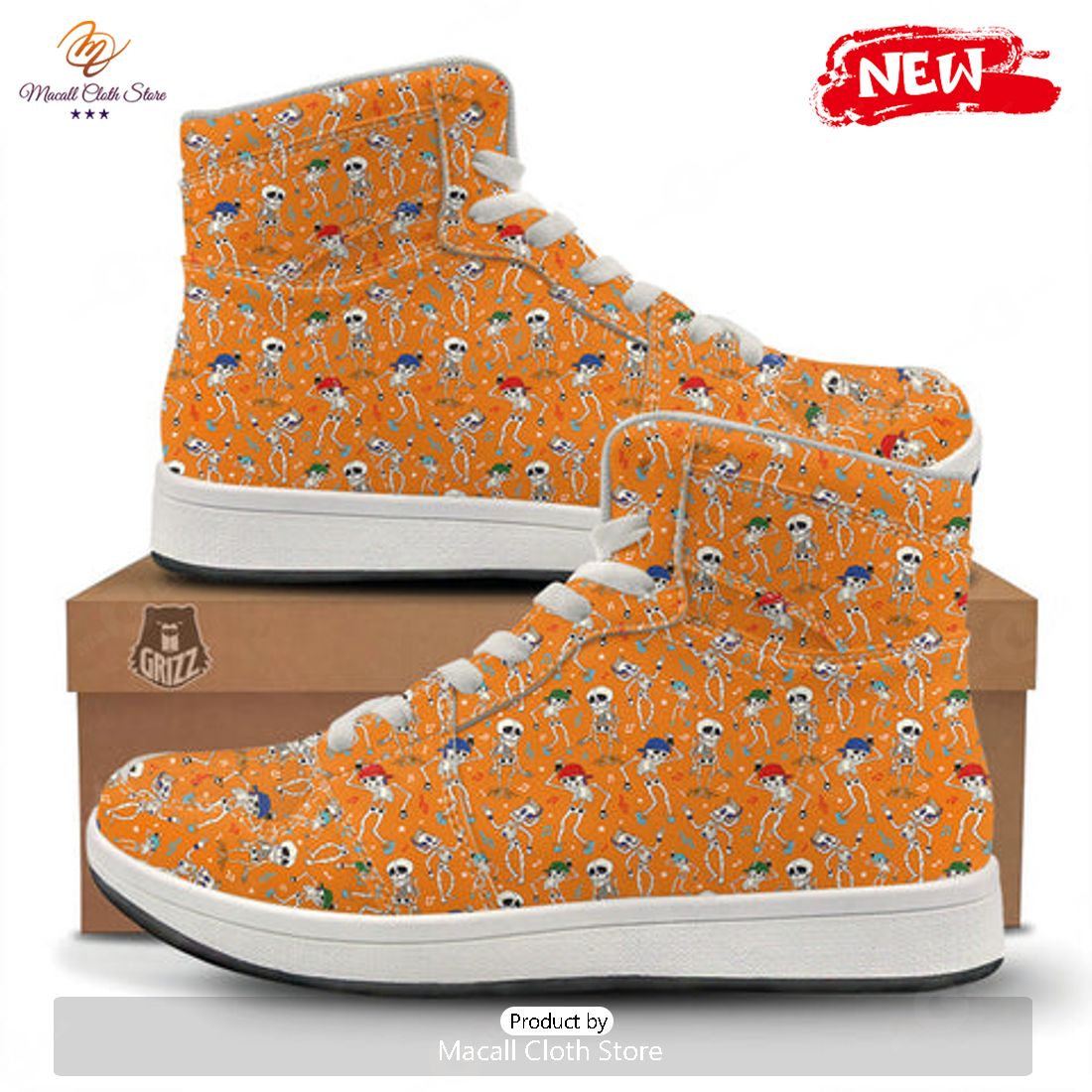 HOT Halloween Party Orange Print Pattern High Top Sneakers HOT Halloween Party Orange Print Pattern High Top Sneakers