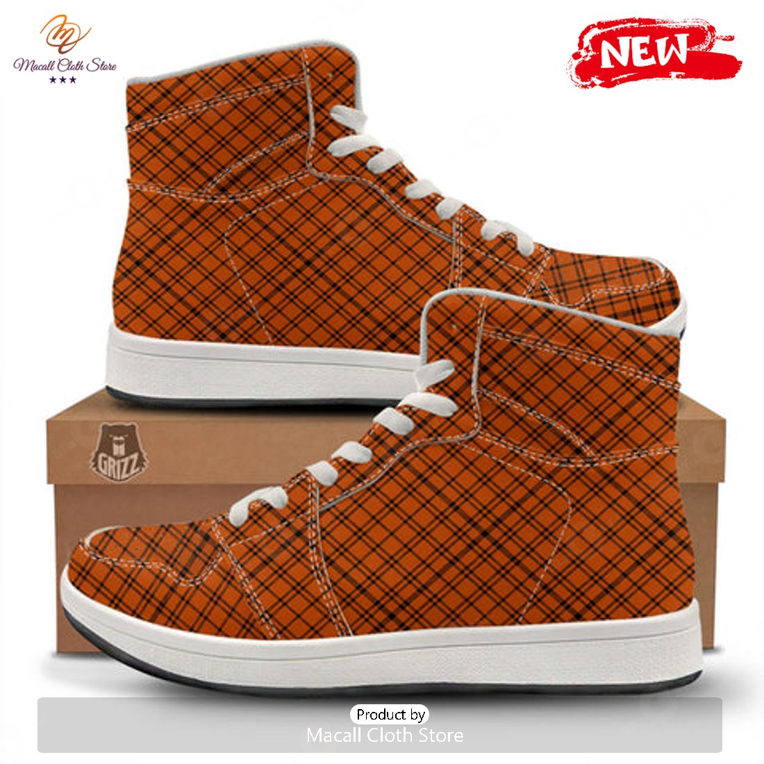 HOT Plaid Halloween Print Pattern High Top Sneakers HOT Plaid Halloween Print Pattern High Top Sneakers