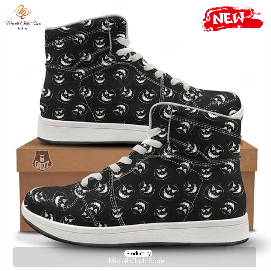 HOT Pumpkin Faces Halloween Print Pattern High Top Sneakers HOT Pumpkin Faces Halloween Print Pattern High Top Sneakers