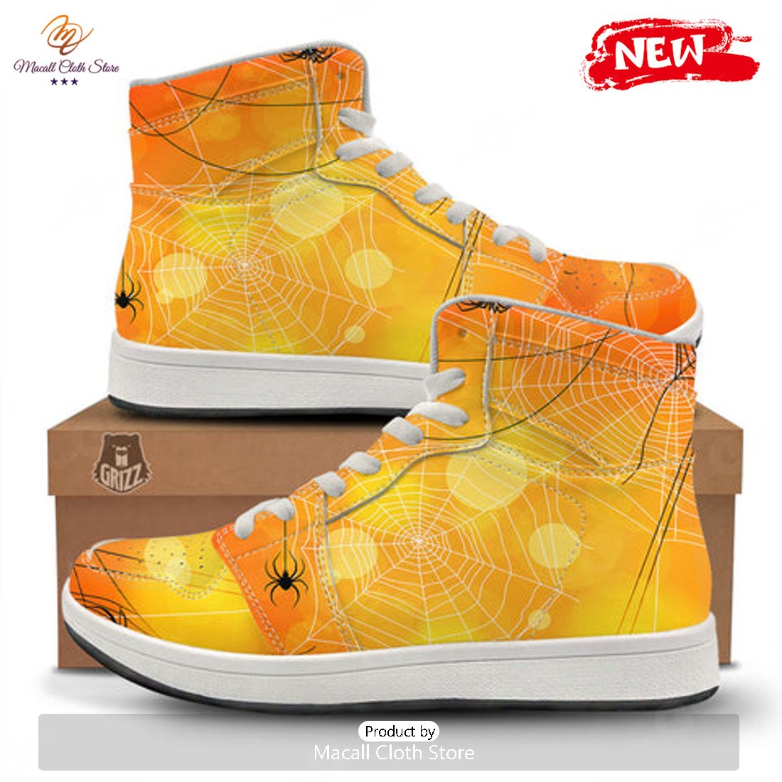 HOT Spider Web Halloween Print High Top Sneakers HOT Spider Web Halloween Print High Top Sneakers