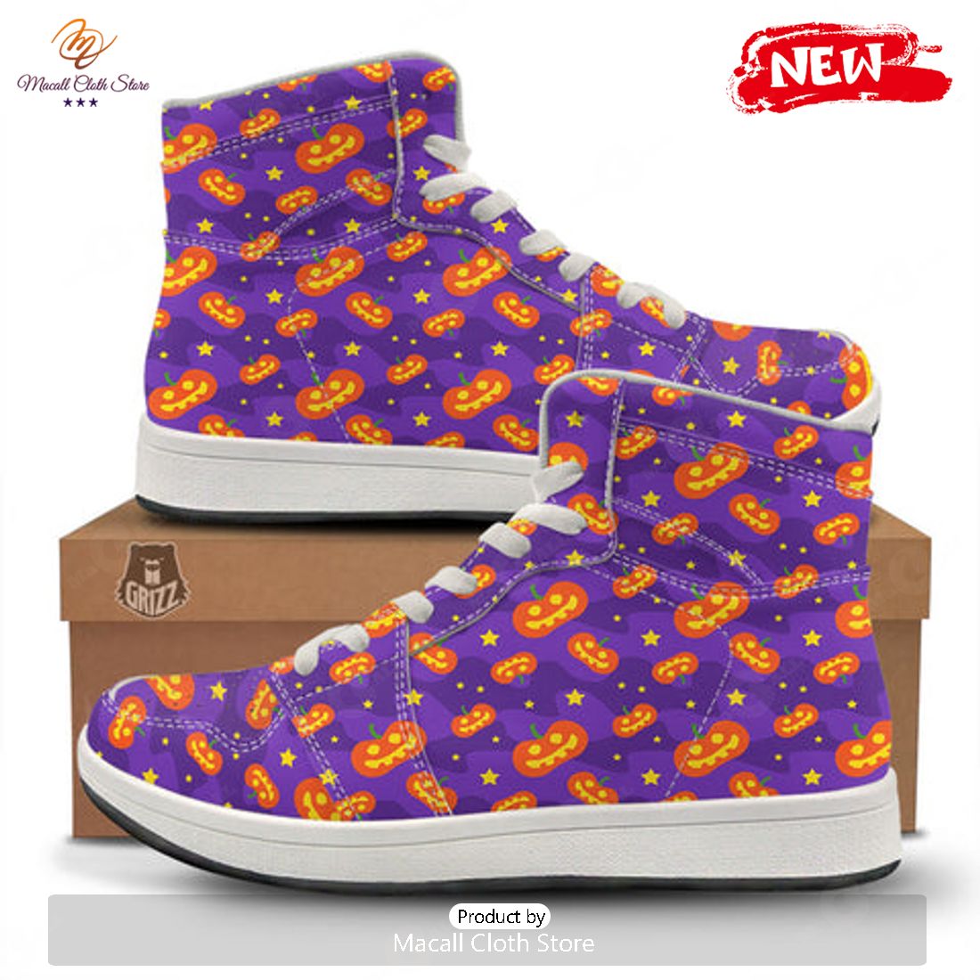 HOT Star Halloween Print Pattern High Top Sneakers
