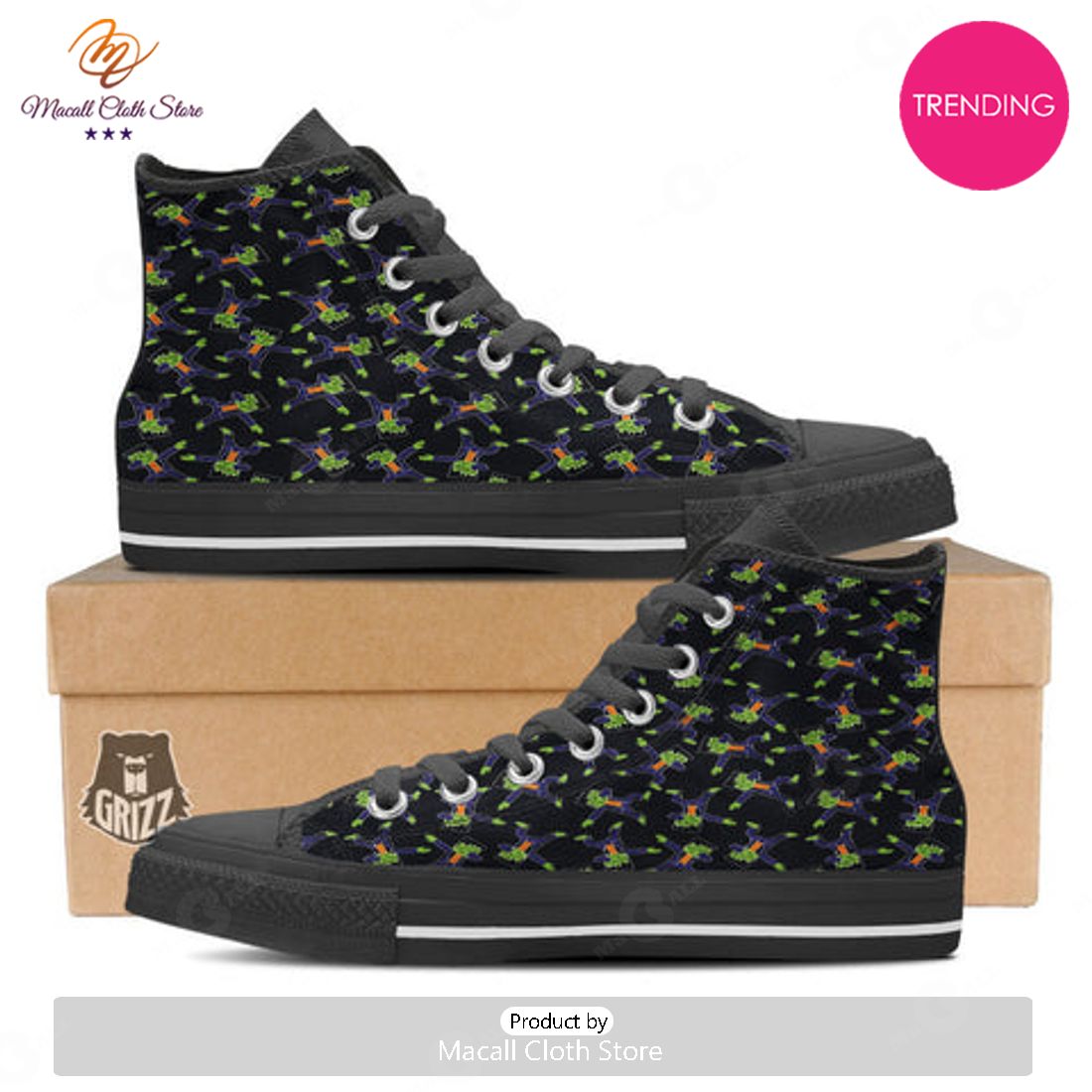 TRENDING Frankenstein Halloween Print Pattern High Top Shoes TRENDING Frankenstein Halloween Print Pattern High Top Shoes