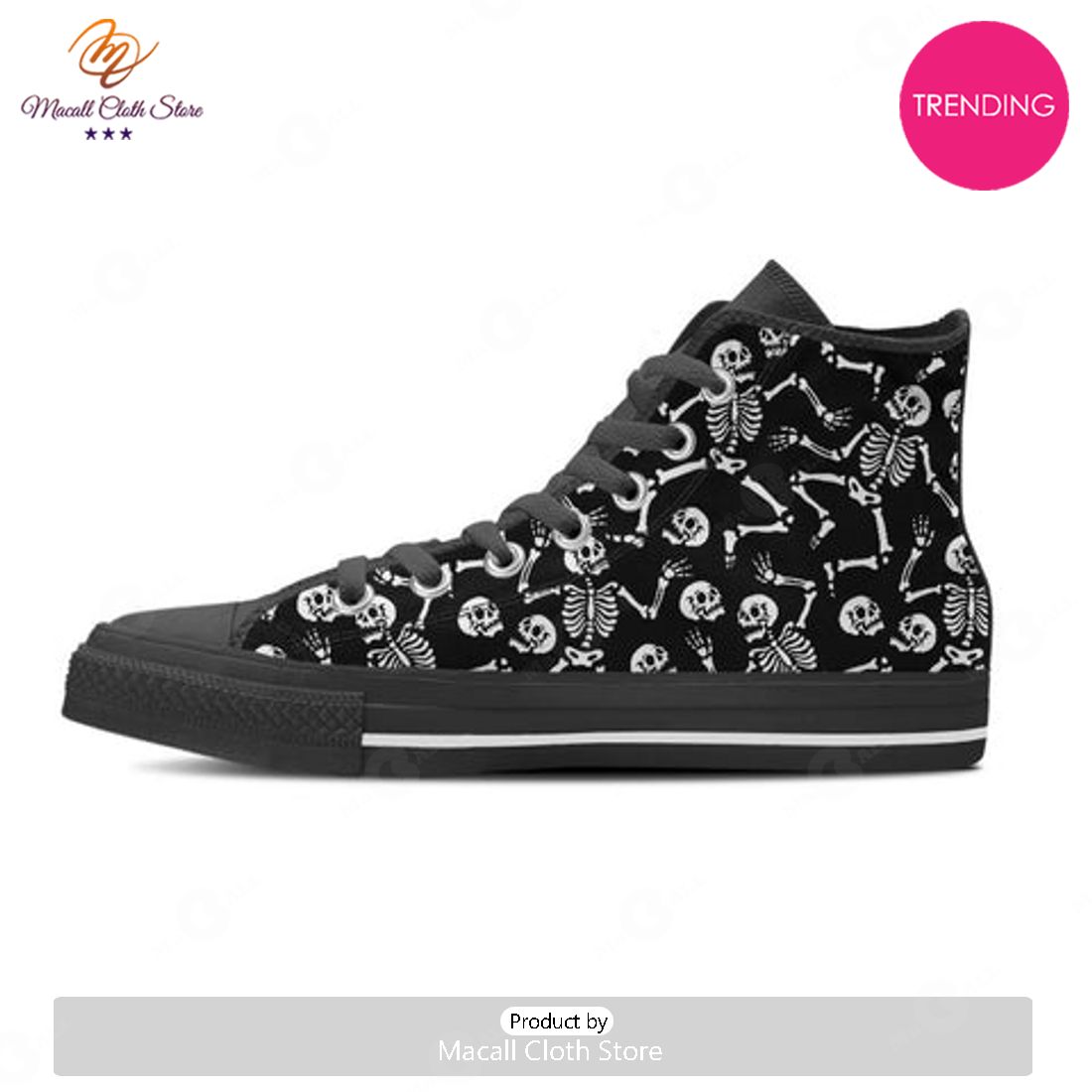 TRENDING Skeleton Dancing Halloween Women’s High Top Shoes