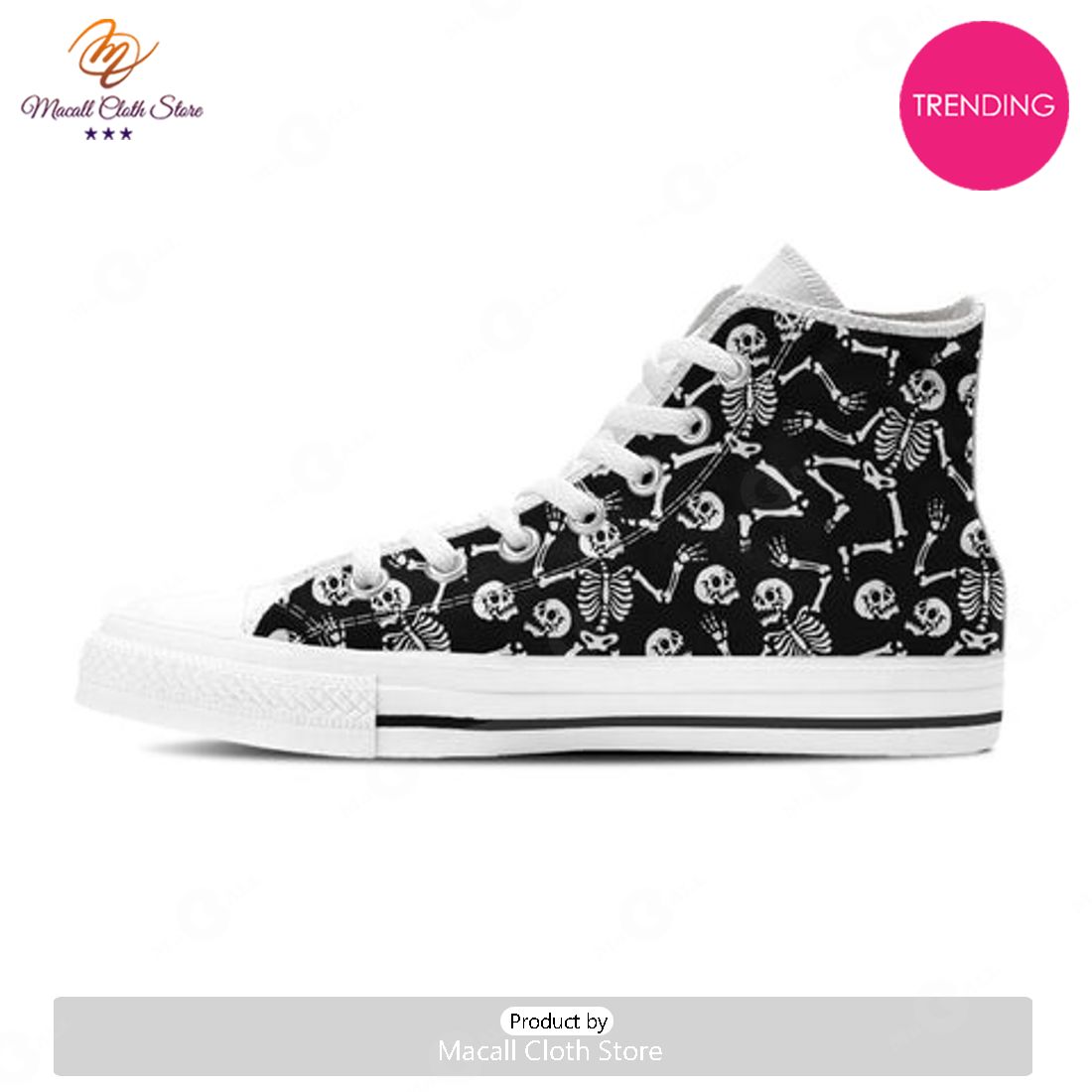 TRENDING Skeleton Dancing Halloween Women’s High Top Shoes