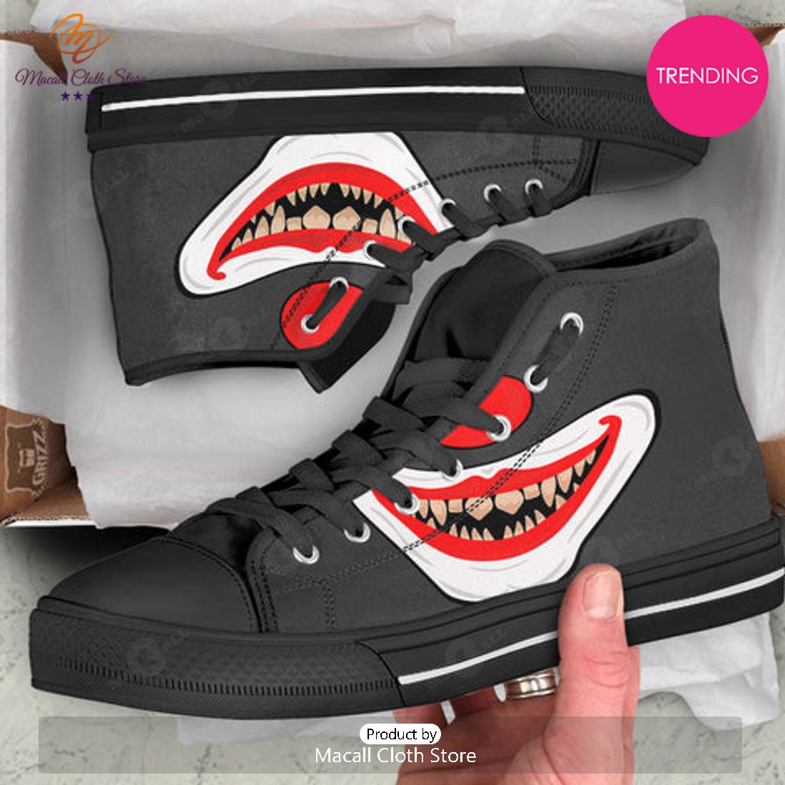 TRENDING Smiling Clown Halloween Print High Top Shoes