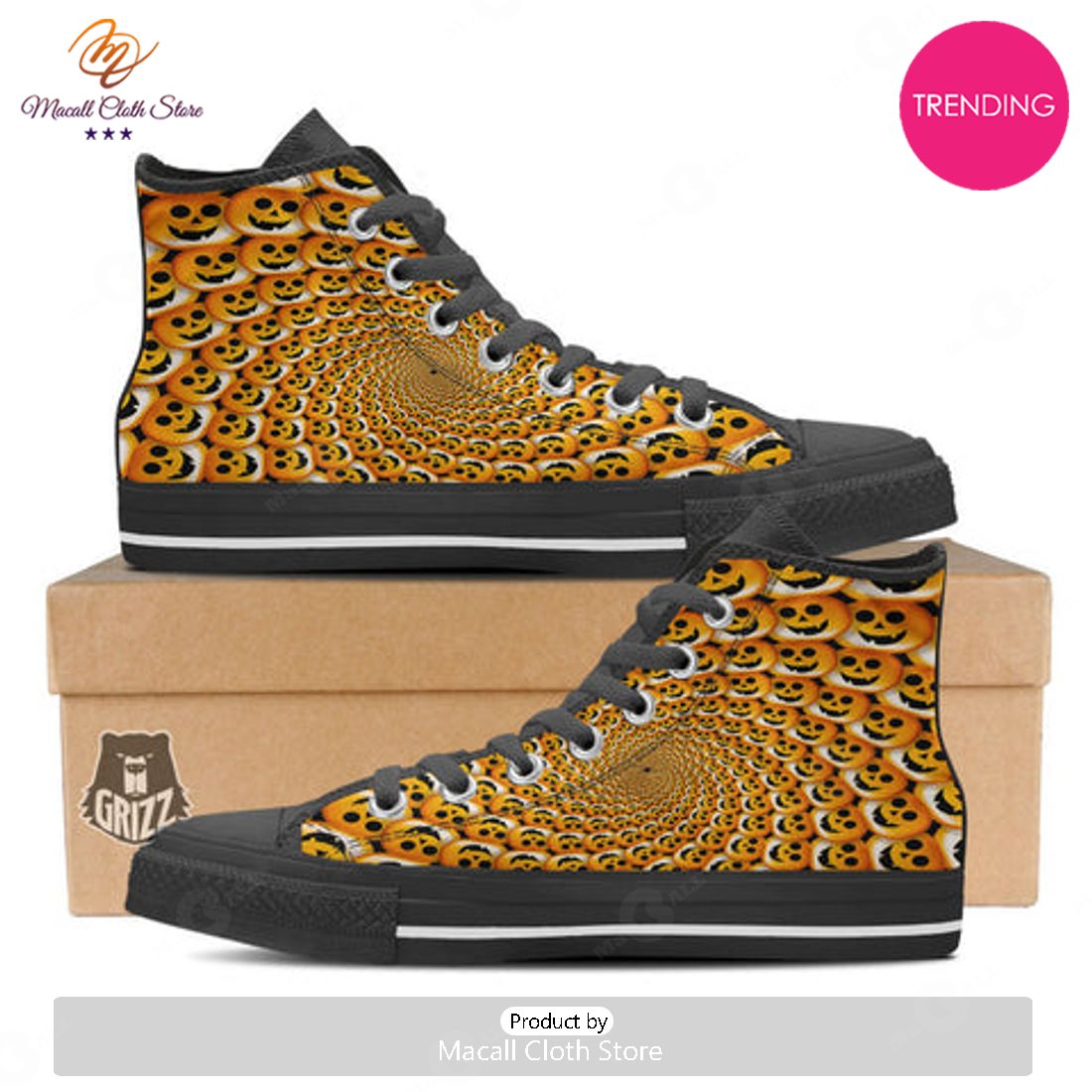 TRENDING Spiral Halloween Print High Top Shoes