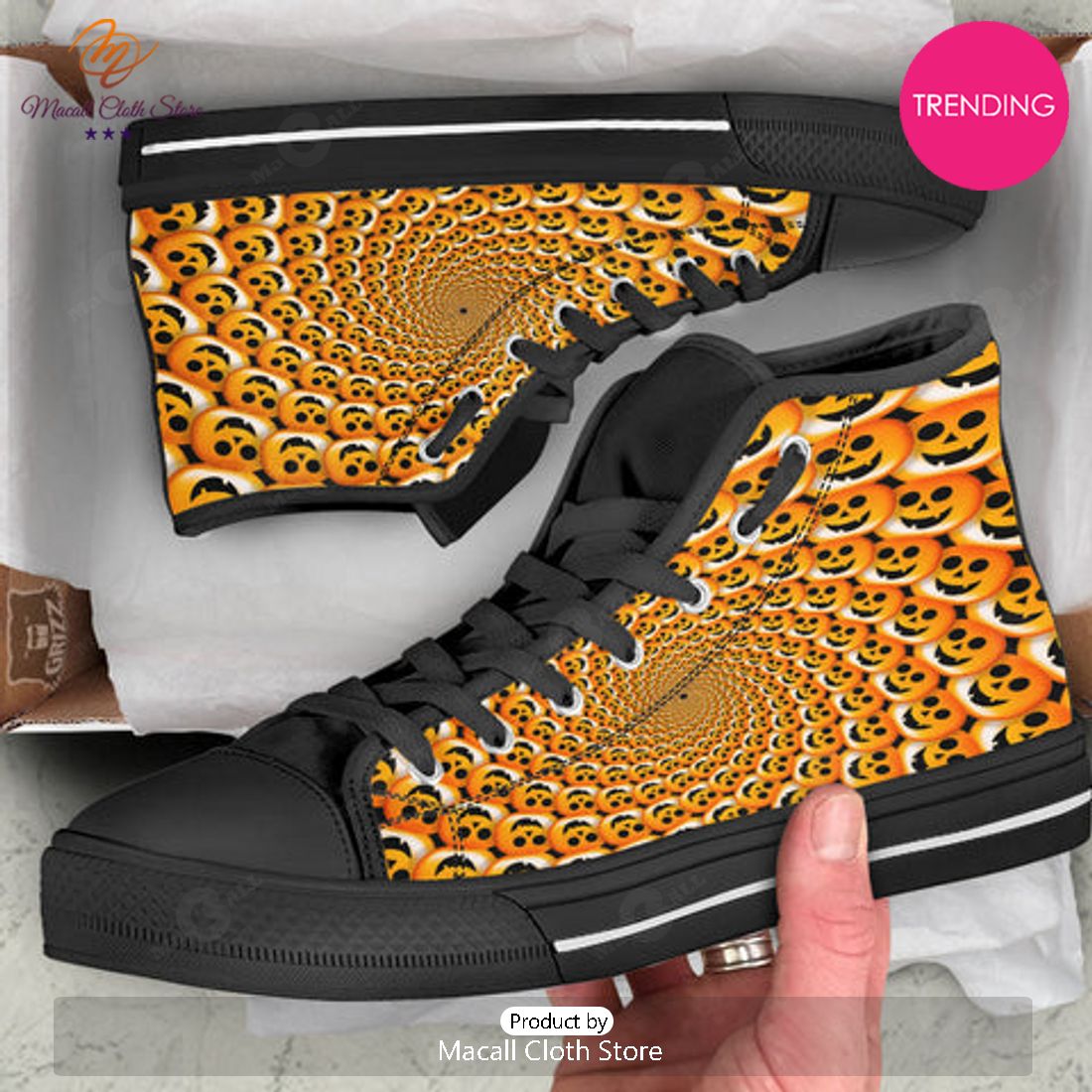 TRENDING Spiral Halloween Print High Top Shoes