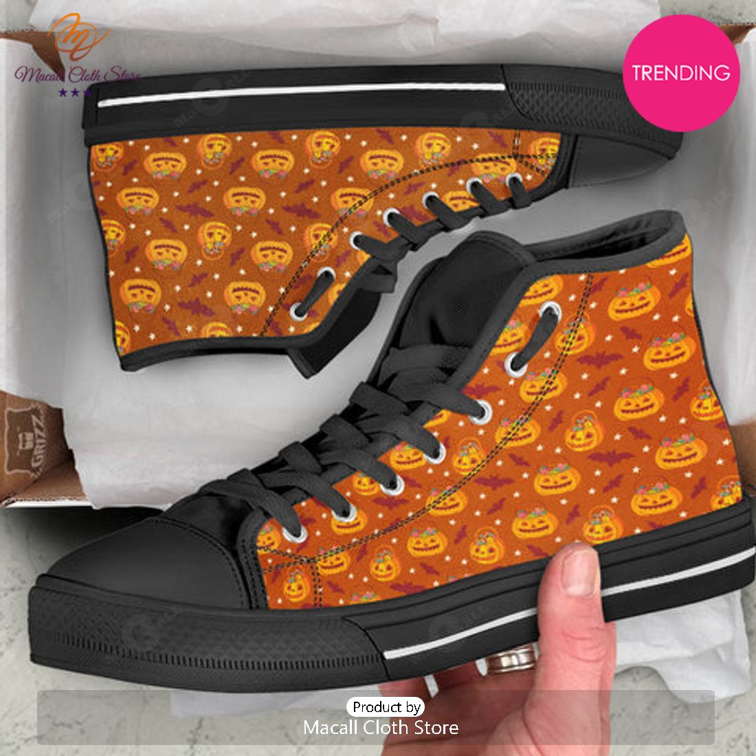TRENDING Stars Halloween Print Pattern High Top Shoes