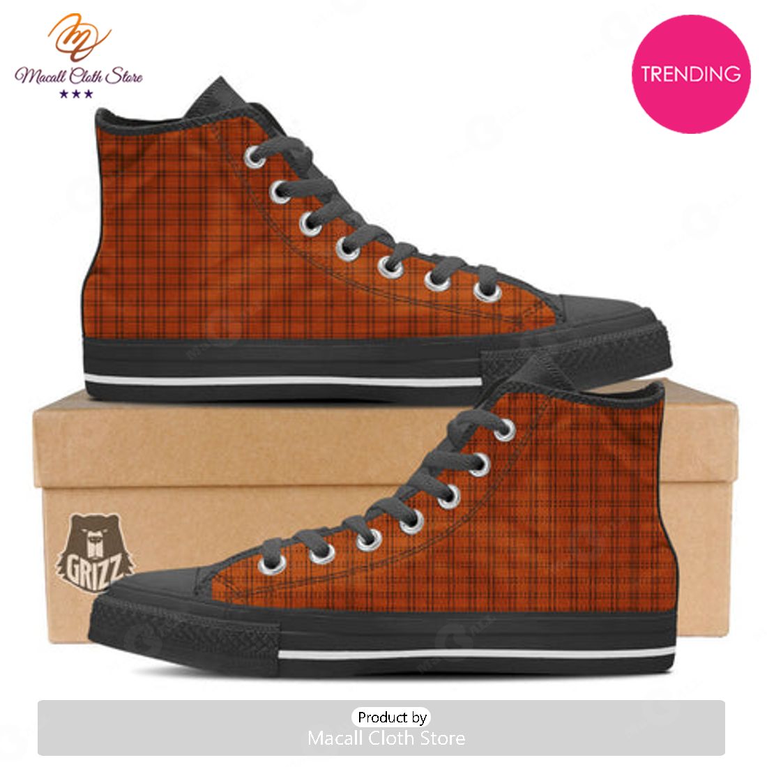 TRENDING Tattersall Halloween Print Pattern High Top Shoes