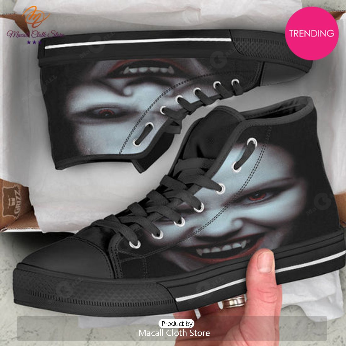 TRENDING Vampire Girl Halloween Print High Top Shoes