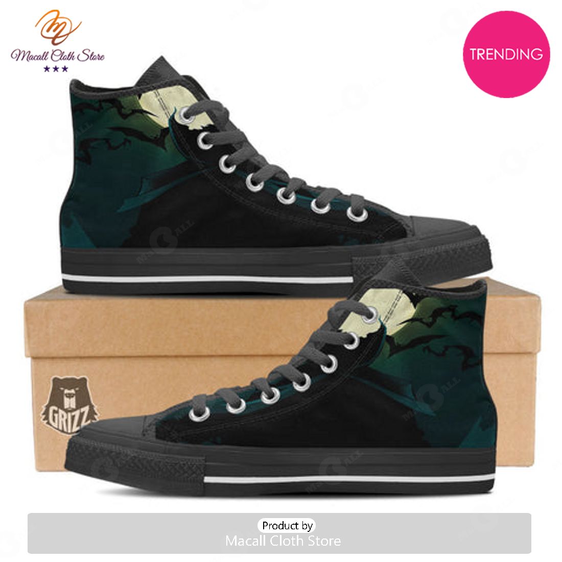TRENDING Vampire Silhouette Halloween Print High Top Shoes