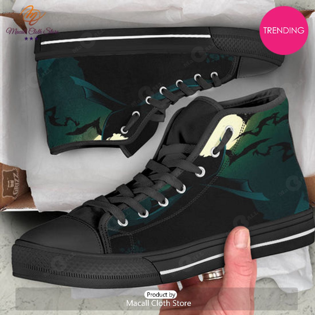 TRENDING Vampire Silhouette Halloween Print High Top Shoes