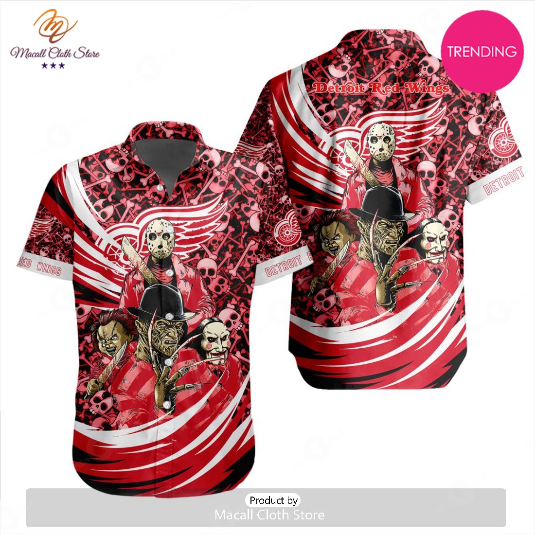 NEW NHL Detroit Red Wings Special Design For Halloween Hawaiian Shirt NEW NHL Detroit Red Wings Special Design For Halloween Hawaiian Shirt