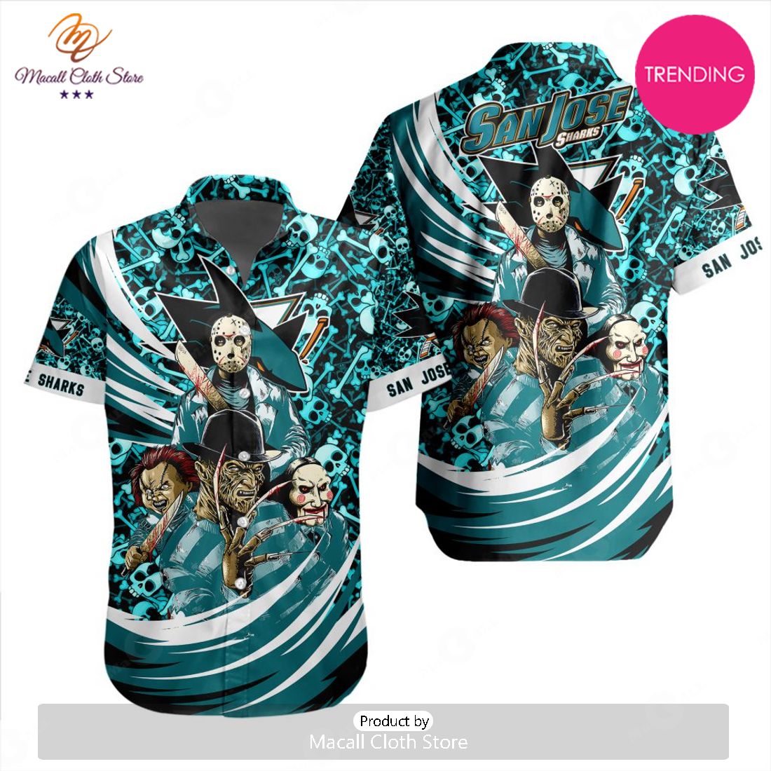 NEW NHL San Jose Sharks Special Design For Halloween Hawaiian Shirt NEW NHL San Jose Sharks Special Design For Halloween Hawaiian Shirt