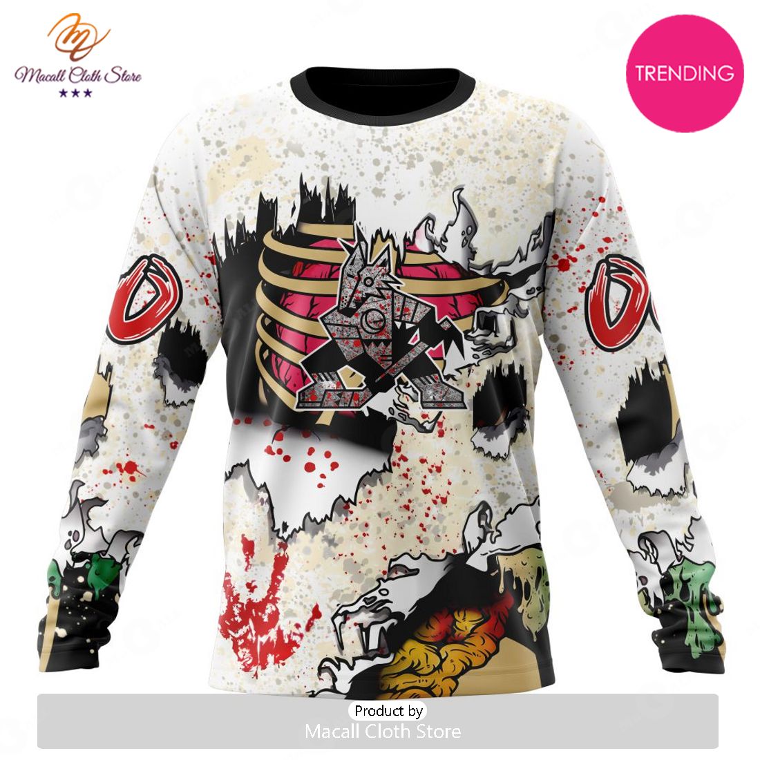 NEW Personalized NHL Arizona Coyotes Special Zombie Style For Halloween Hoodie Sweatshirt 3D NEW Personalized NHL Arizona Coyotes Special Zombie Style For Halloween Hoodie Sweatshirt 3D