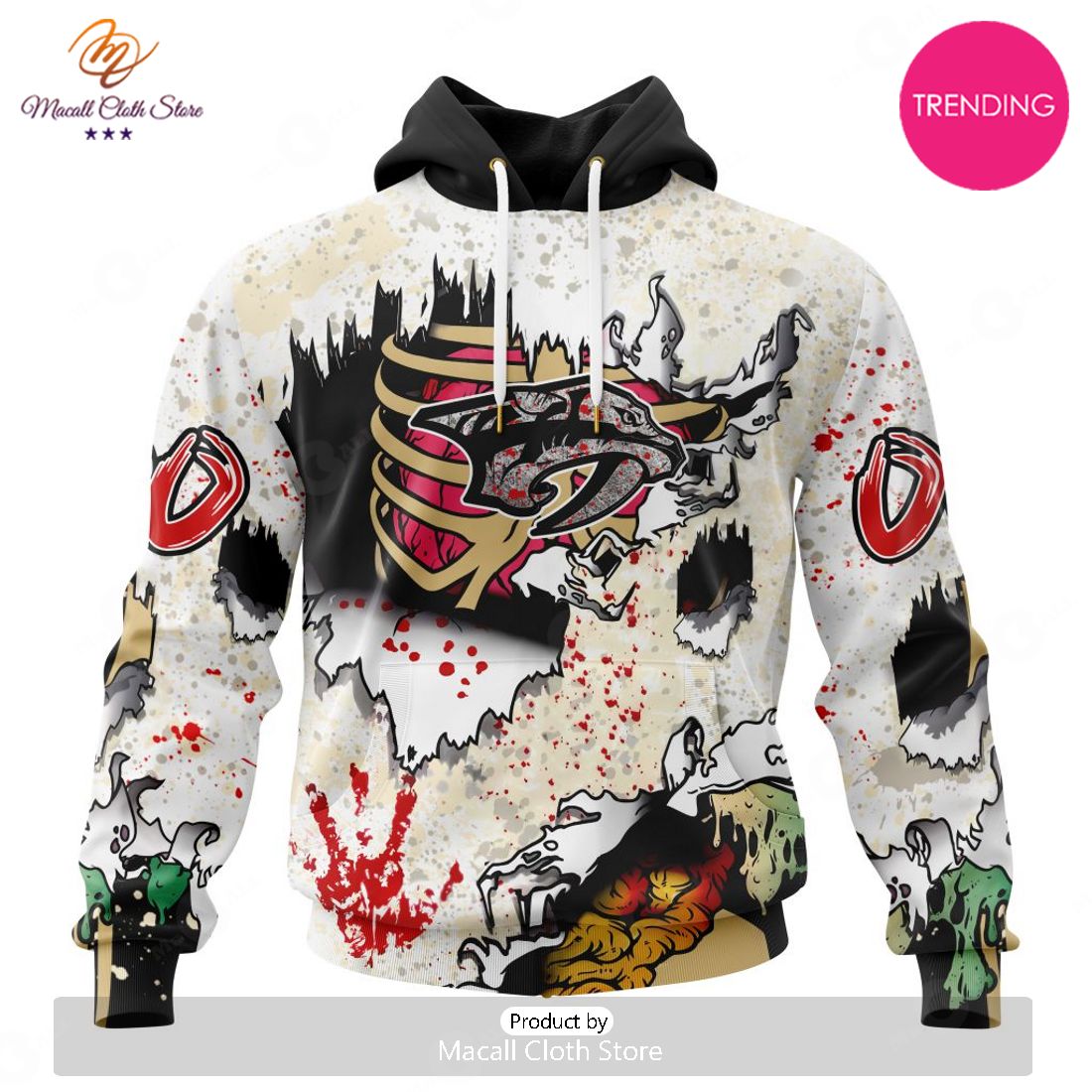 NEW Personalized NHL Nashville Predators Special Zombie Style For Halloween Hoodie Sweatshirt 3D NEW Personalized NHL Nashville Predators Special Zombie Style For Halloween Hoodie Sweatshirt 3D