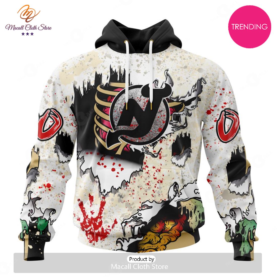 NEW Personalized NHL New Jersey Devils Special Zombie Style For Halloween Hoodie Sweatshirt 3D NEW Personalized NHL New Jersey Devils Special Zombie Style For Halloween Hoodie Sweatshirt 3D