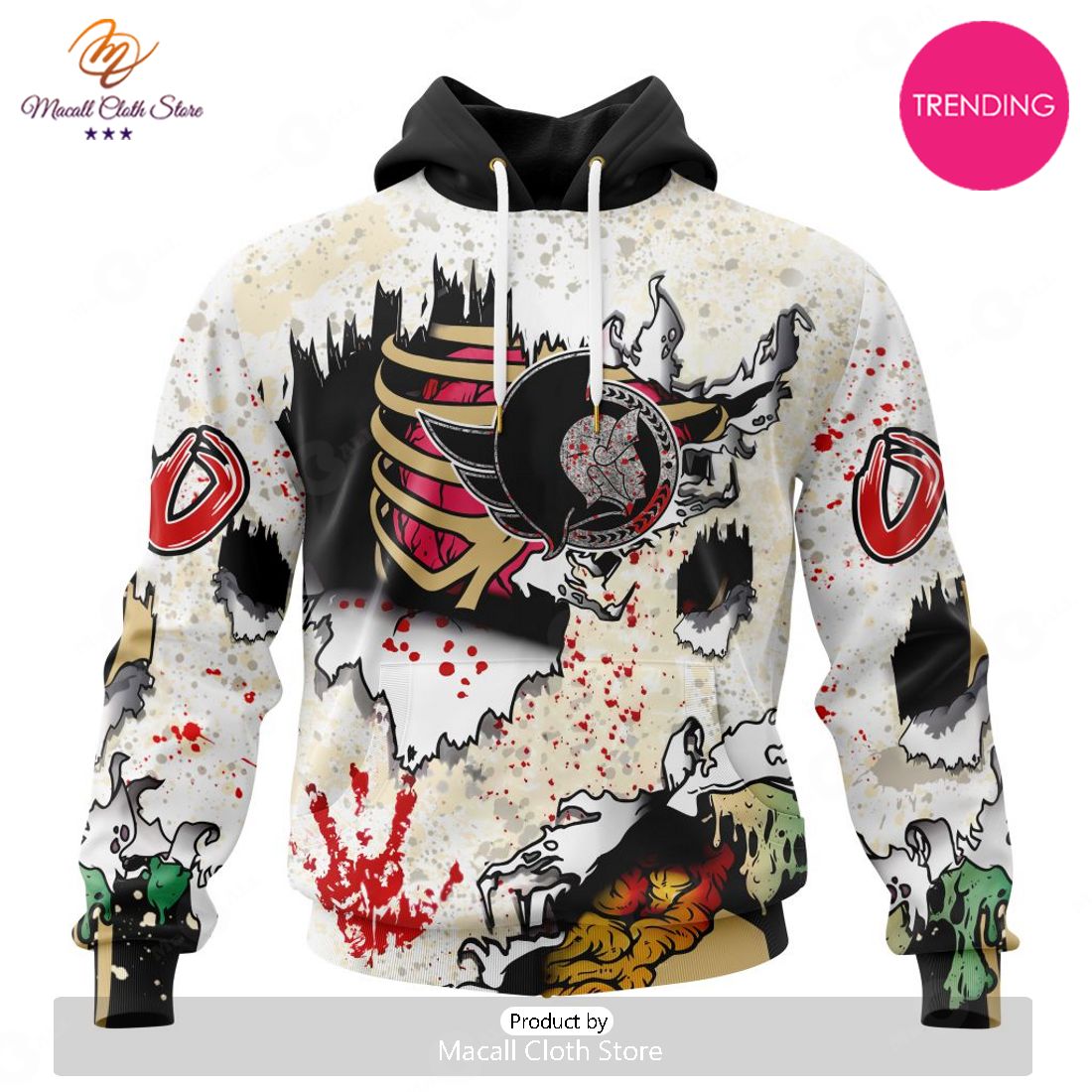NEW Personalized NHL Ottawa Senators Special Zombie Style For Halloween Hoodie Sweatshirt 3D NEW Personalized NHL Ottawa Senators Special Zombie Style For Halloween Hoodie Sweatshirt 3D