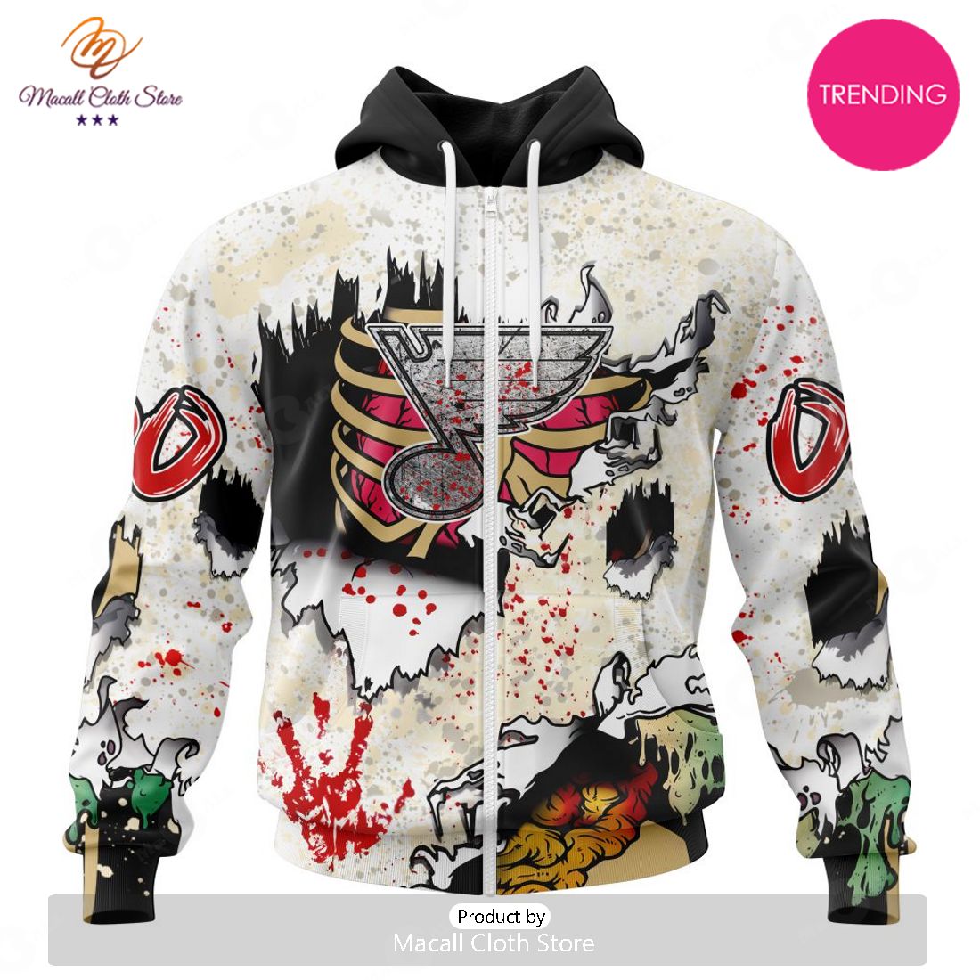 NEW Personalized NHL St. Louis Blues Special Zombie Style For Halloween Hoodie Sweatshirt 3D