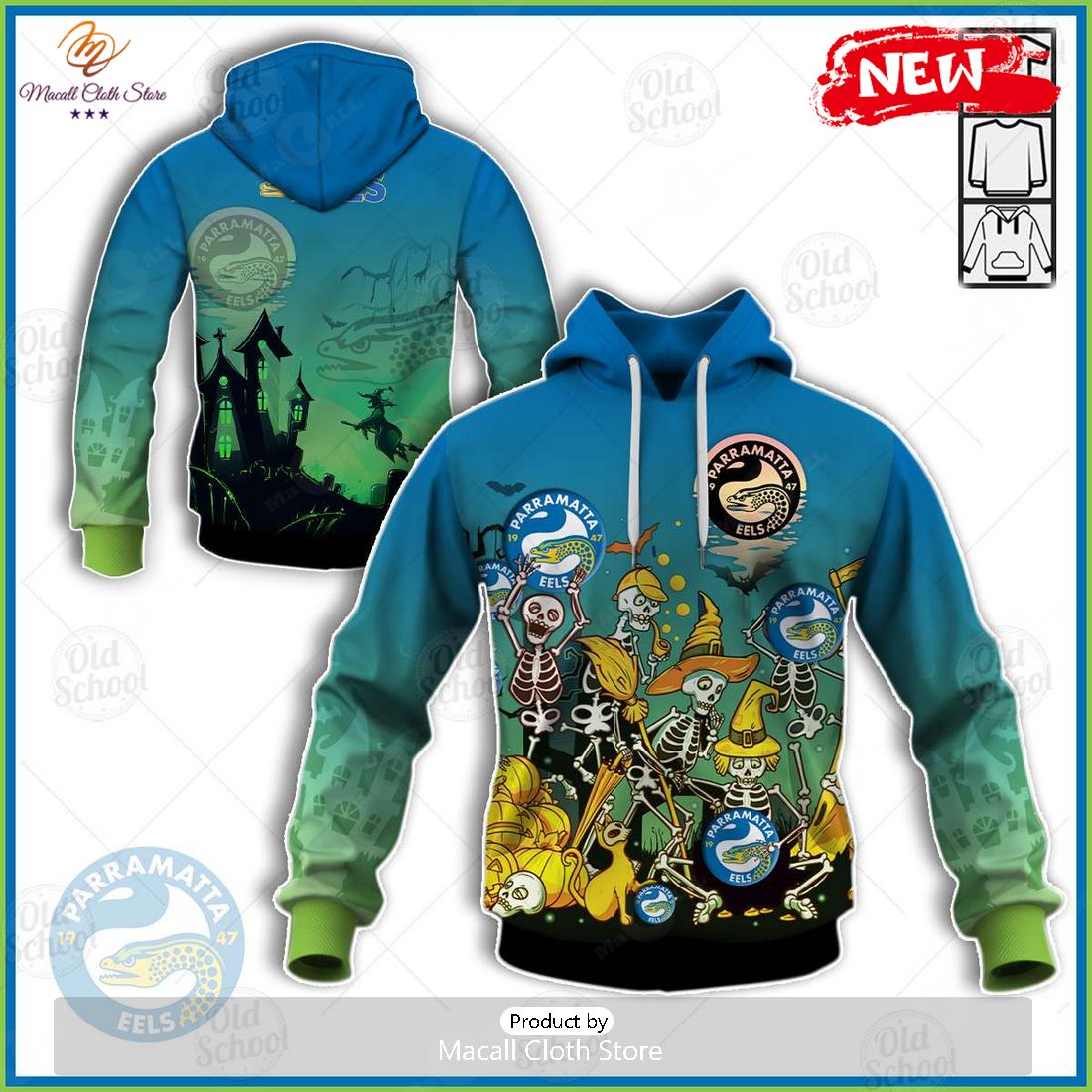 NEW NRL Parramatta Eels Halloween Style for Men and Women Hoodie Sweatshirt 3D NEW NRL Parramatta Eels Halloween Style for Men and Women Hoodie Sweatshirt 3D