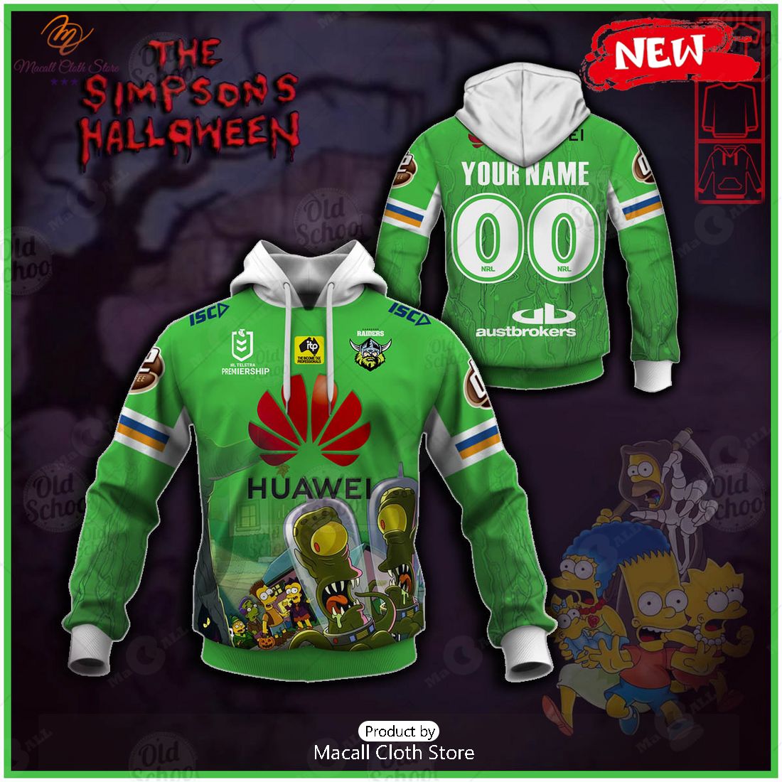 NEW Personalise NRL Canberra Raiders x The Simpsons 2023 Halloween Jersey Hoodie 3D NEW Personalise NRL Canberra Raiders x The Simpsons 2023 Halloween Jersey Hoodie 3D
