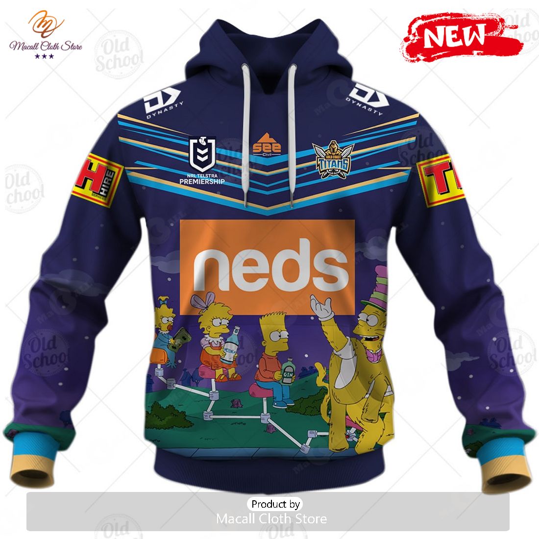 NEW Personalise NRL Gold Coast Titans x The Simpsons Halloween 2023 Jersey Hoodie 3D