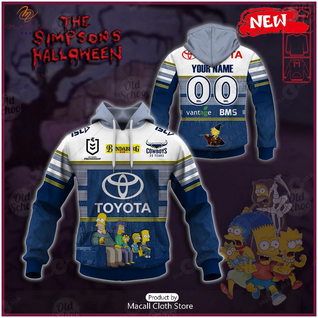 NEW Personalise NRL North Queensland Cowboys x The Simpsons Halloween 2023 Jersey Hoodie 3D NEW Personalise NRL North Queensland Cowboys x The Simpsons Halloween 2023 Jersey Hoodie 3D