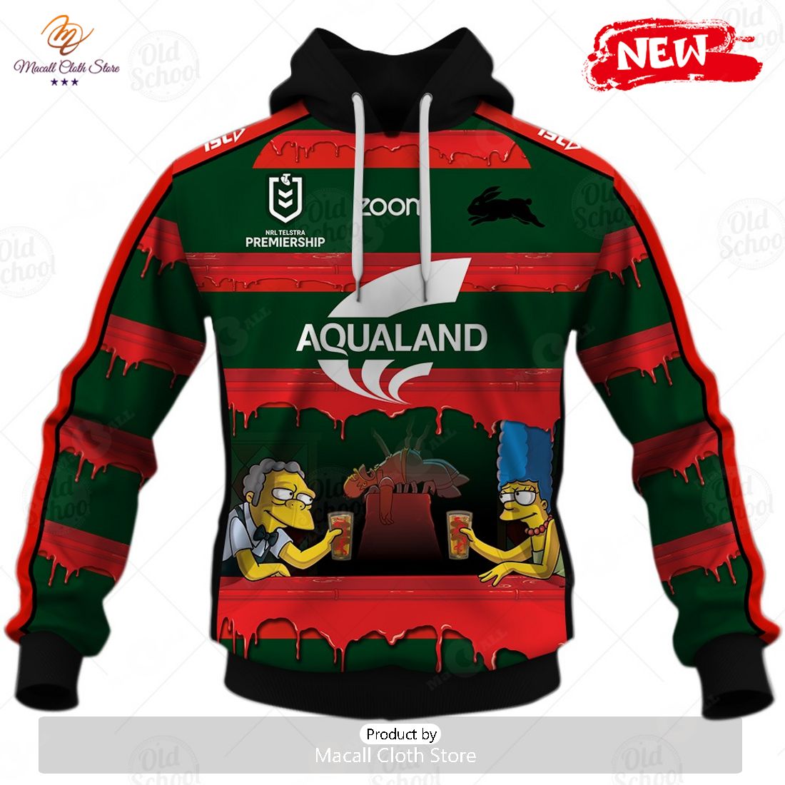 NEW Personalise NRL South Sydney Rabbitohs x The Simpsons 2023 Halloween Jersey Hoodie 3D