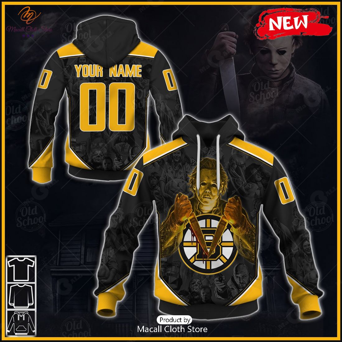 NEW Personalize NHL Boston Bruins x Michael Myers Halloween 2023 Style Hoodie Sweatshirt 3D