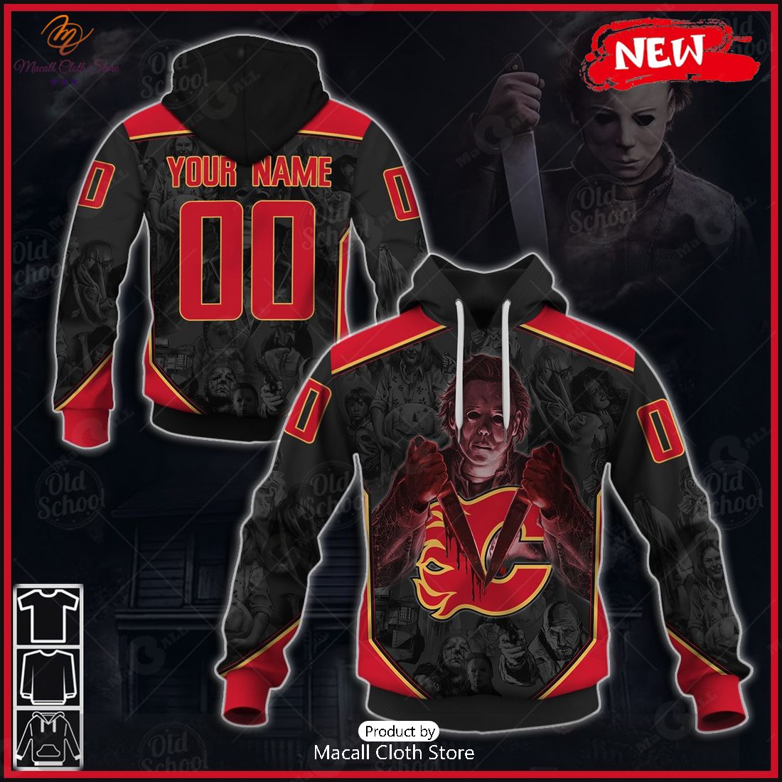 NEW Personalize NHL Calgary Flames x Michael Myers Halloween 2023 Style Hoodie Sweatshirt 3D