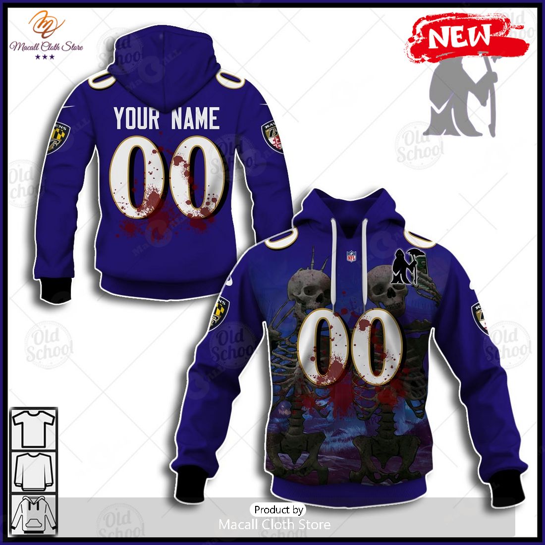 NEW Personalized NFL Baltimore Ravens 2023 Halloween Jersey Hoodie Sweatshirt 3D
