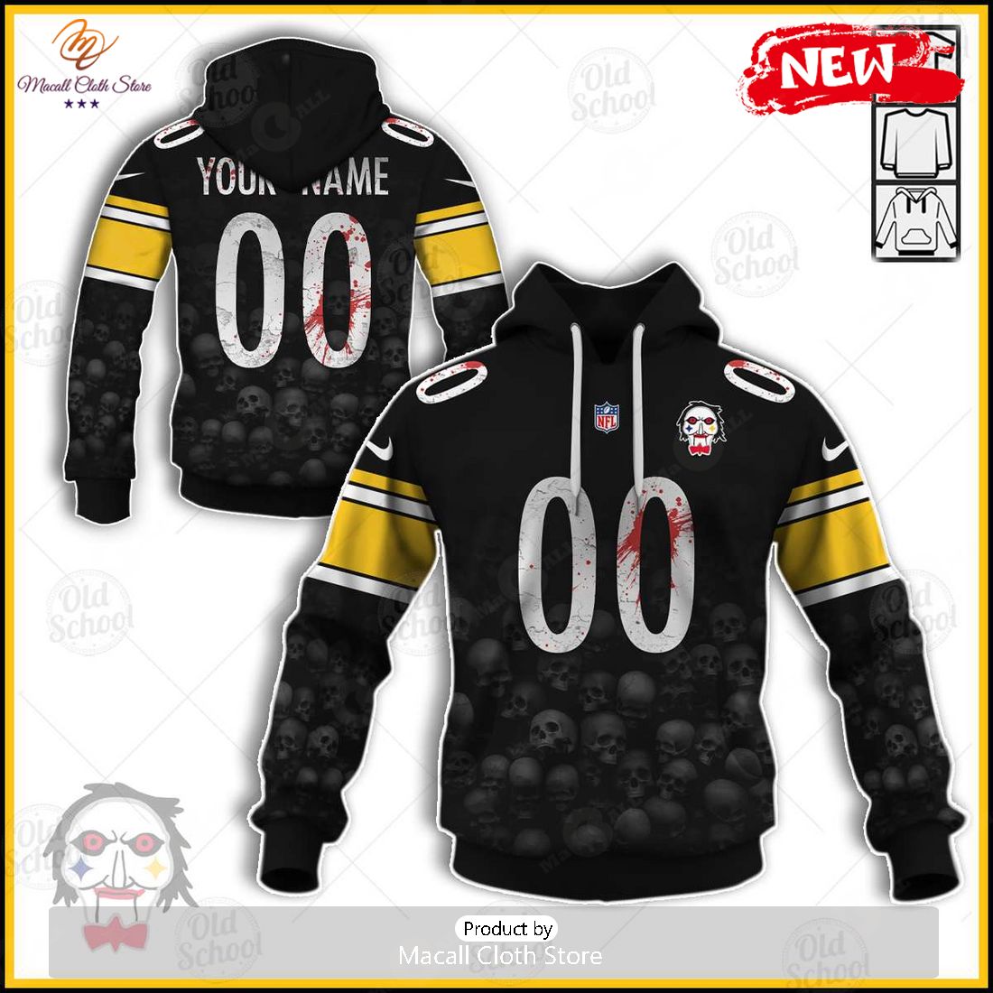 NEW Personalized NFL Pittsburgh Steelers 2023 Halloween Jersey Hoodie Sweatshirt 3D NEW Personalized NFL Pittsburgh Steelers 2023 Halloween Jersey Hoodie Sweatshirt 3D