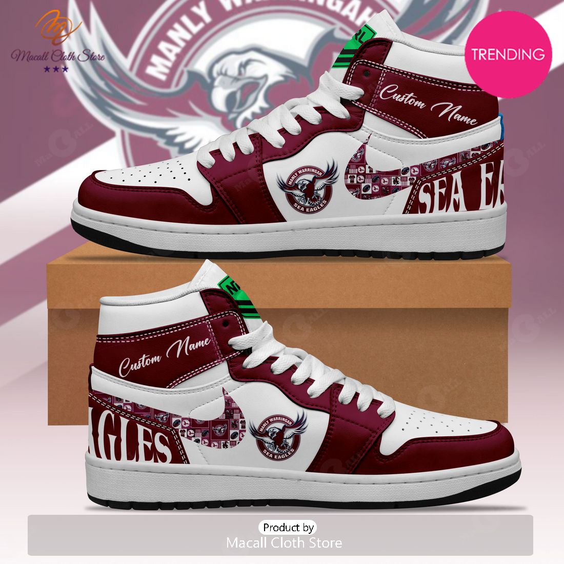 [TRENDING EDITION] NRL Manly Warringah Sea Eagles Personalize Air Jordan High Top Sneaker