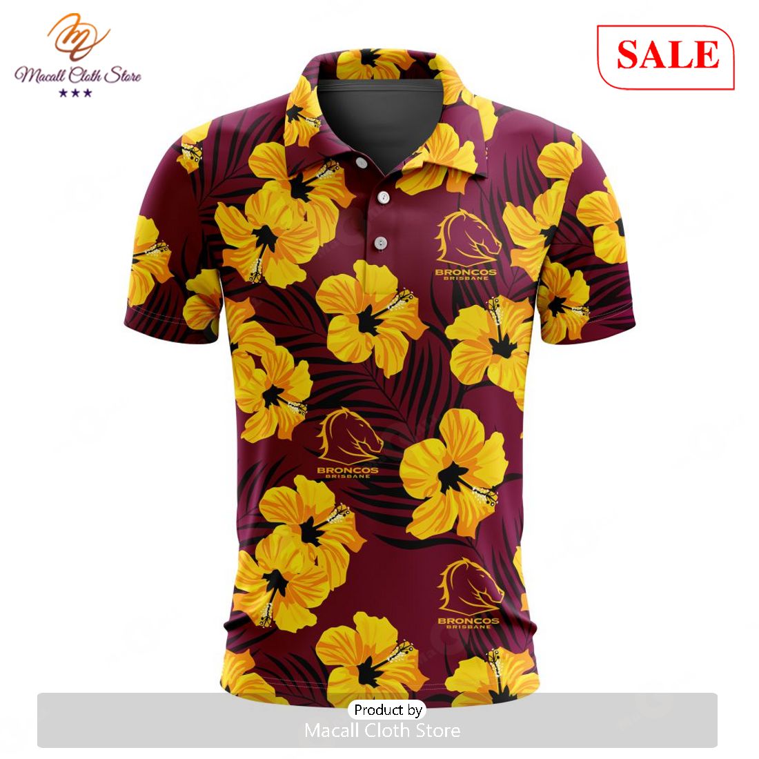 SALE NRL Brisbane Broncos Special Aloha Golf Polo Design SALE NRL Brisbane Broncos Special Aloha Golf Polo Design