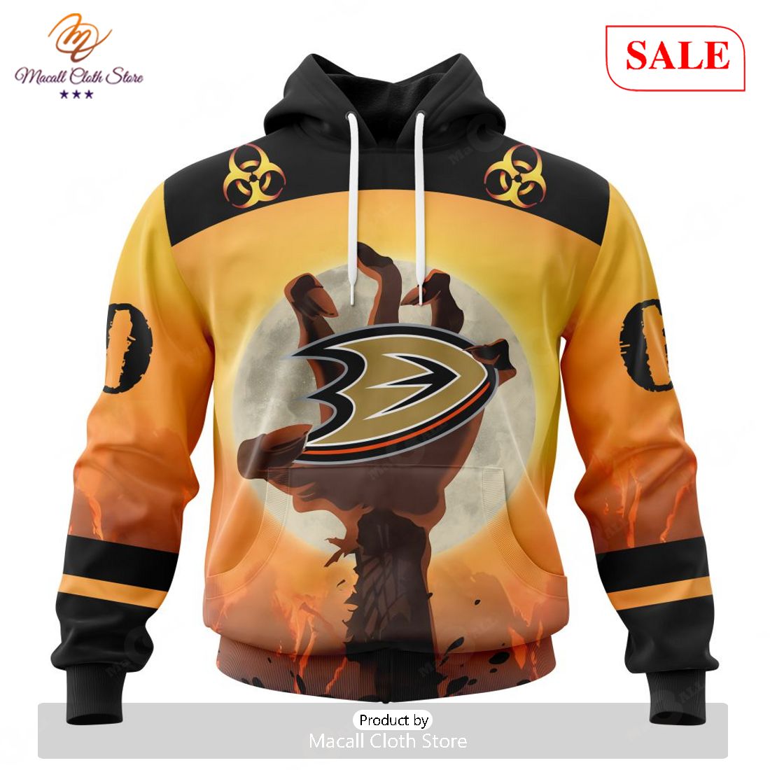 SALE NHL Personalized Anaheim Ducks Special Zombie Design For Halloween Hoodie Sweatshirt 3D