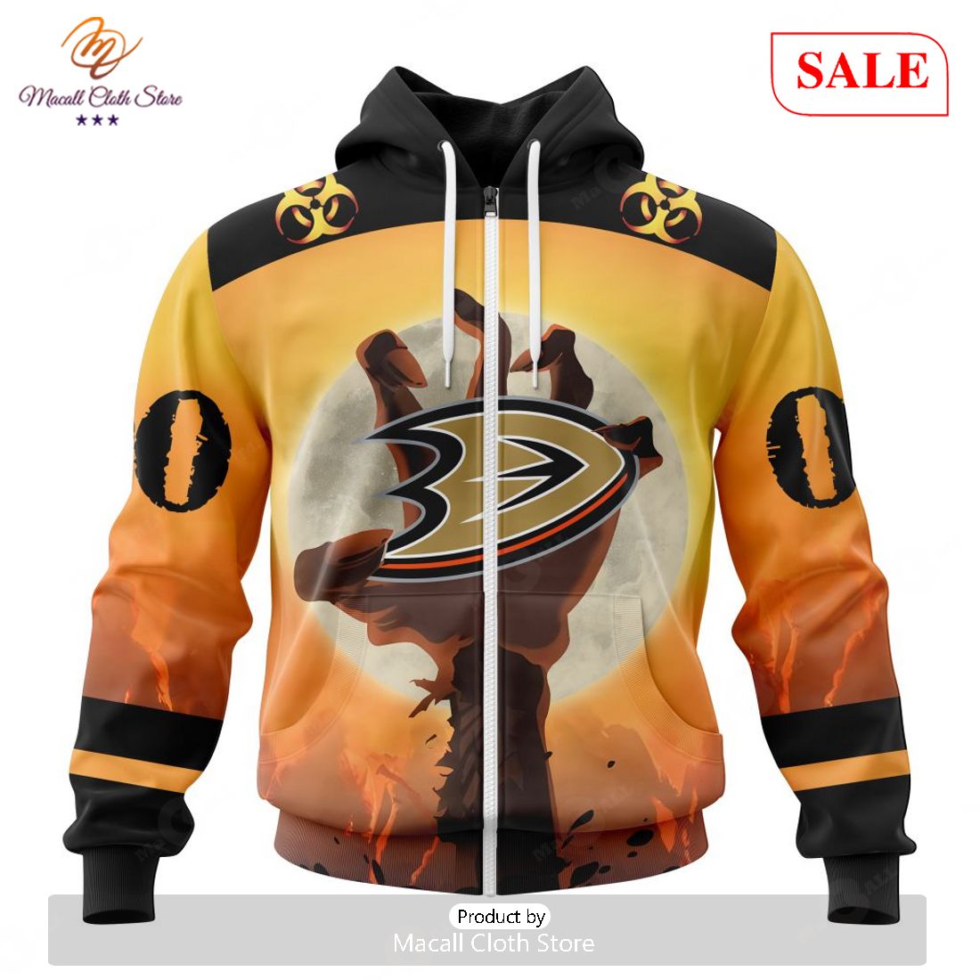 SALE NHL Personalized Anaheim Ducks Special Zombie Design For Halloween Hoodie Sweatshirt 3D