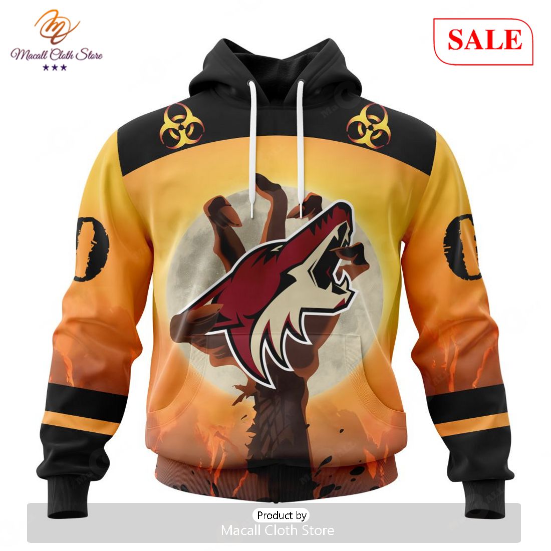 SALE NHL Personalized Arizona Coyotes Special Zombie Design For Halloween Hoodie Sweatshirt 3D