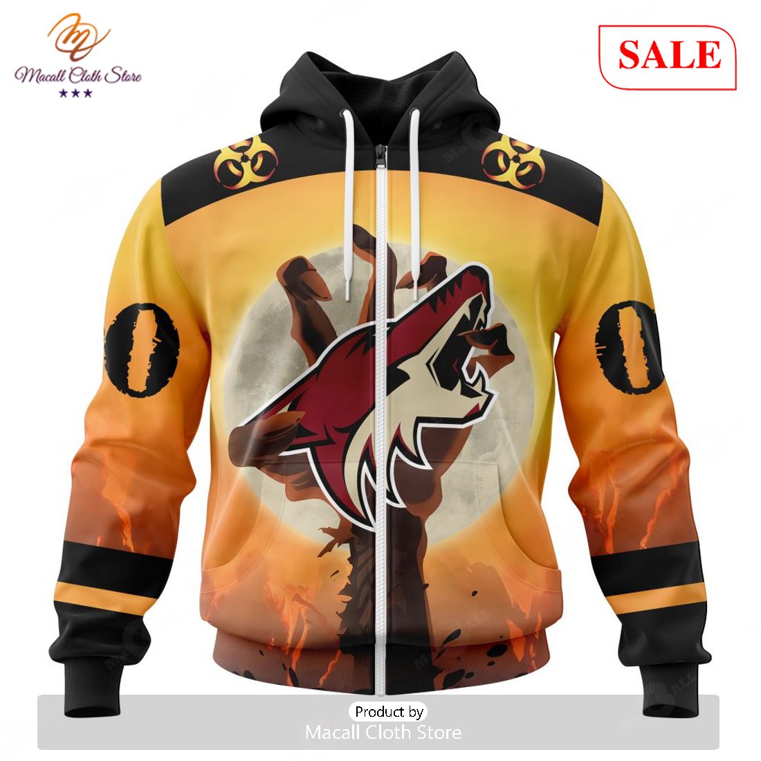 SALE NHL Personalized Arizona Coyotes Special Zombie Design For Halloween Hoodie Sweatshirt 3D