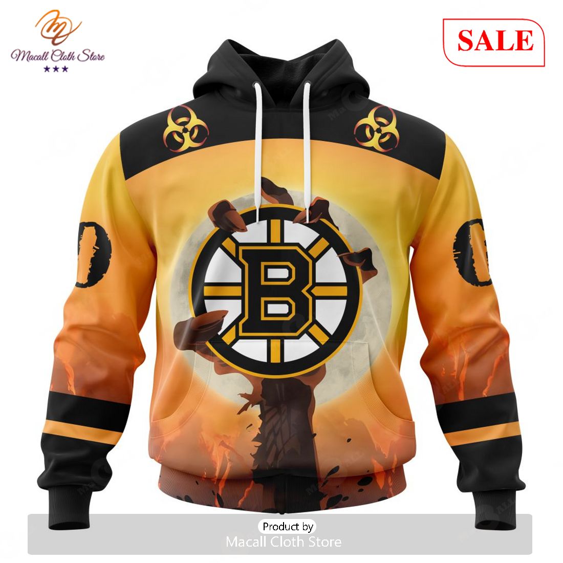 SALE NHL Personalized Boston Bruins Special Zombie Design For Halloween Hoodie Sweatshirt 3D
