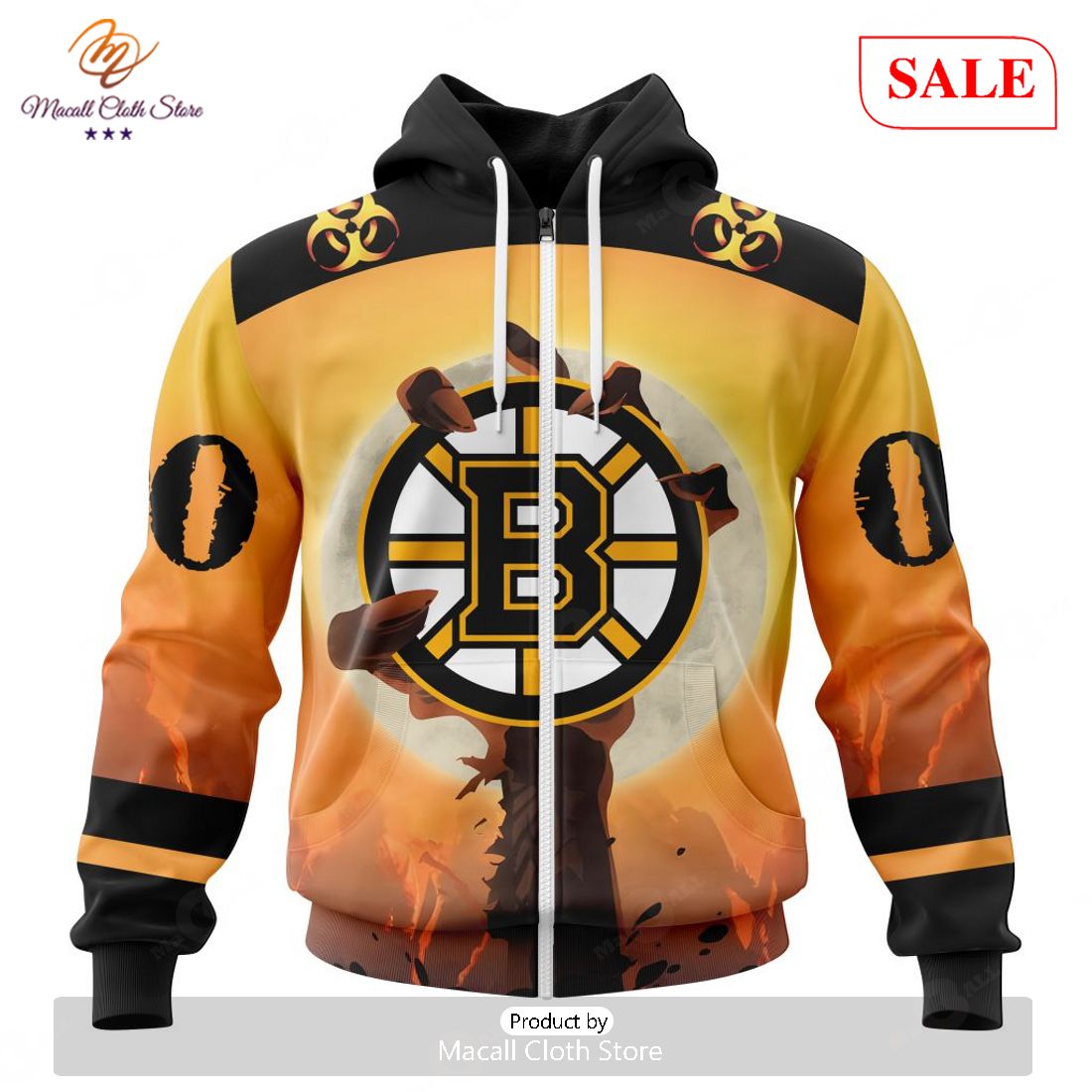 SALE NHL Personalized Boston Bruins Special Zombie Design For Halloween Hoodie Sweatshirt 3D