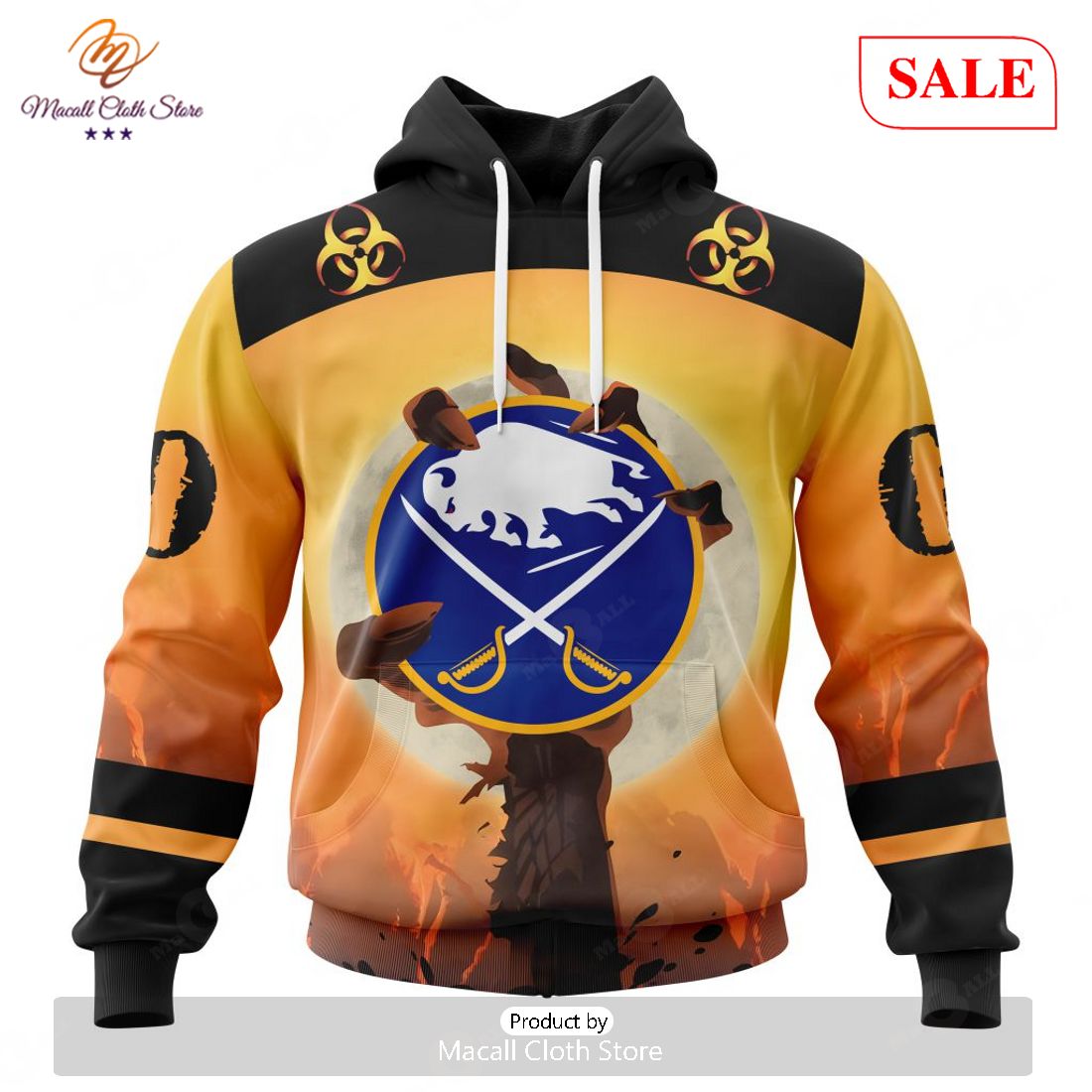SALE NHL Personalized Buffalo Sabres Special Zombie Design For Halloween Hoodie Sweatshirt 3D