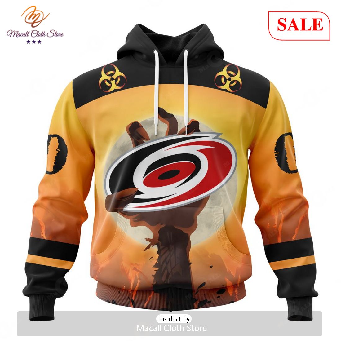 SALE NHL Personalized Carolina Hurricanes Special Zombie Design For Halloween Hoodie Sweatshirt 3D