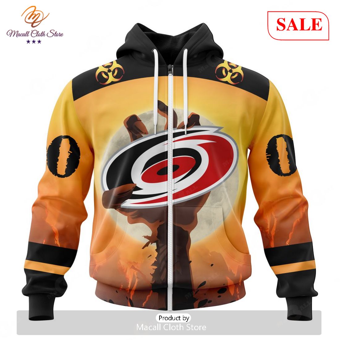 SALE NHL Personalized Carolina Hurricanes Special Zombie Design For Halloween Hoodie Sweatshirt 3D