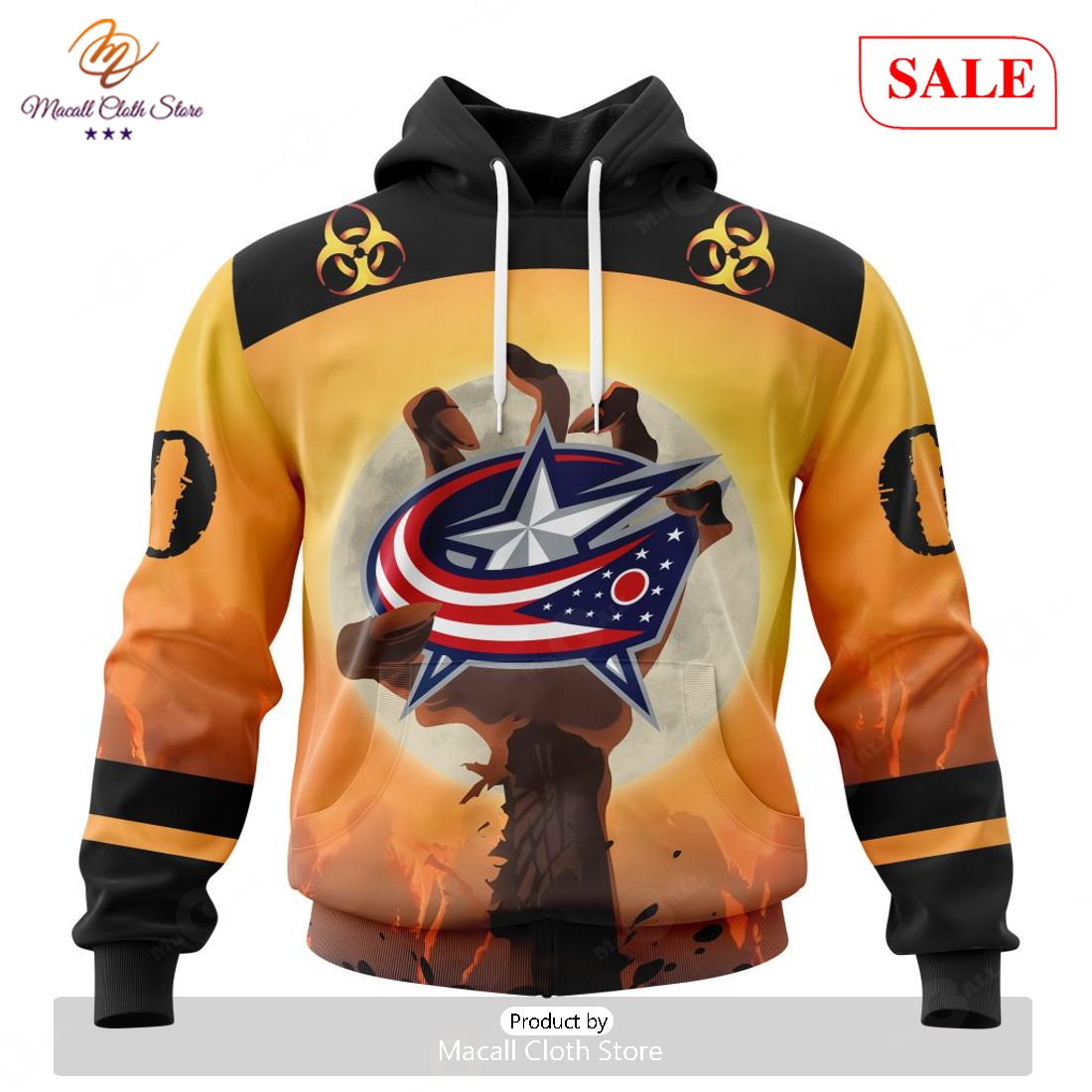 SALE NHL Personalized Columbus Blue Jackets Special Zombie Design For Halloween Hoodie Sweatshirt 3D