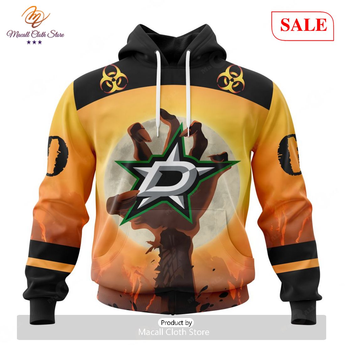 SALE NHL Personalized Dallas Stars Special Zombie Design For Halloween Hoodie Sweatshirt 3D