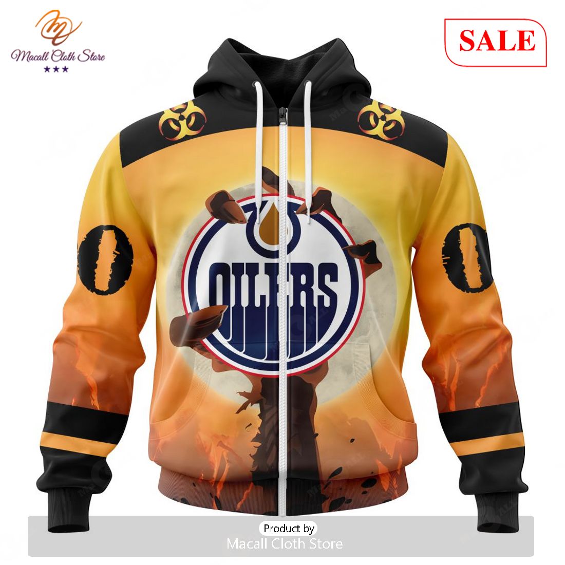 SALE NHL Personalized Edmonton Oilers Special Zombie Design For Halloween Hoodie Sweatshirt 3D