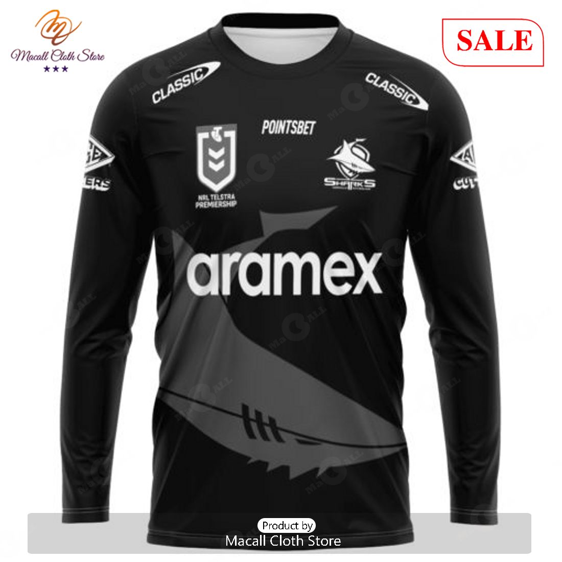 SALE NRL Personalized Cronulla-Sutherland Sharks Special Monochrome Design Hoodie Sweatshirt 3D