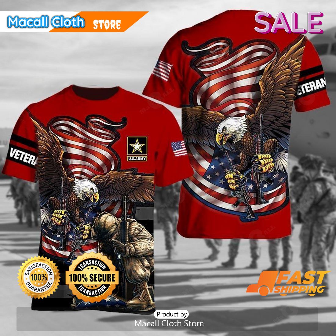 SALE Armed Forces U.S Army Military Eagle With Rifles And Kneeling Soldier Veterans Day T-Shirt SALE Armed Forces U.S Army Military Eagle With Rifles And Kneeling Soldier Veterans Day T-Shirt