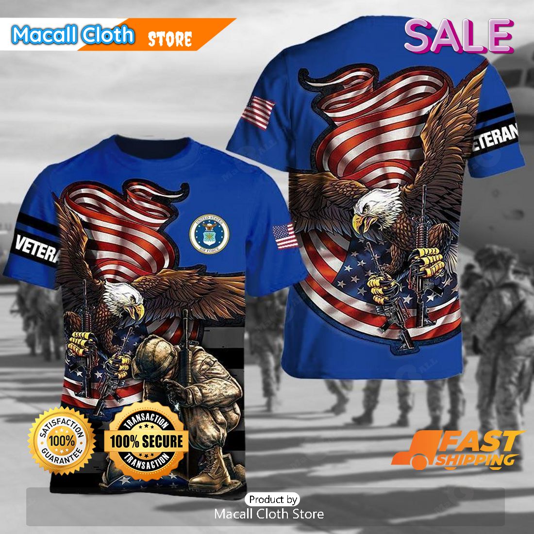 Sale Armed Forces Usaf Air Forces Military Eagle With Rifles And Kneeling Soldier Veterans Day T