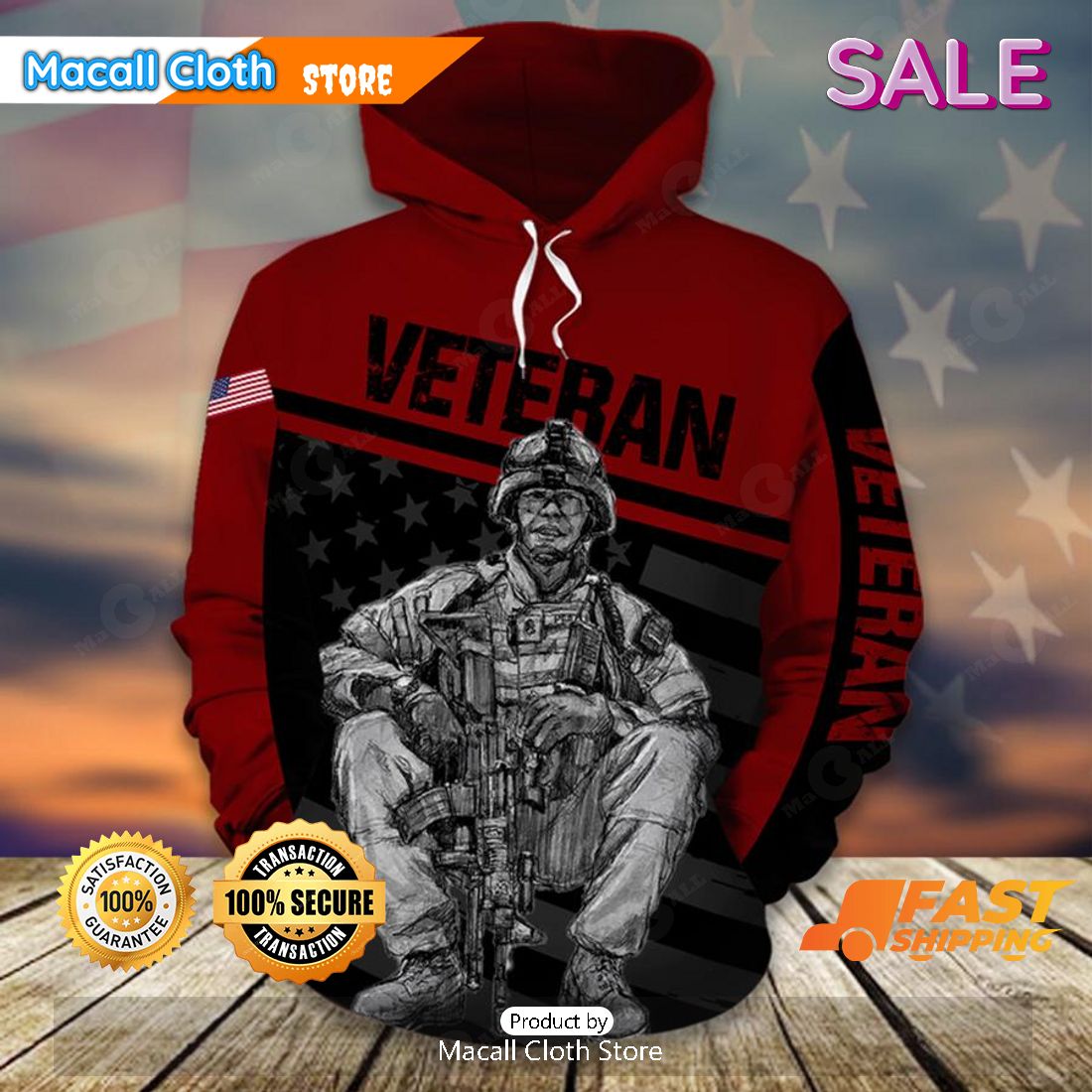 SALE U.S Veteran With Rifle Guns American Flag Veterans Day Hoodie Sweatshirt 3D SALE U.S Veteran With Rifle Guns American Flag Veterans Day Hoodie Sweatshirt 3D